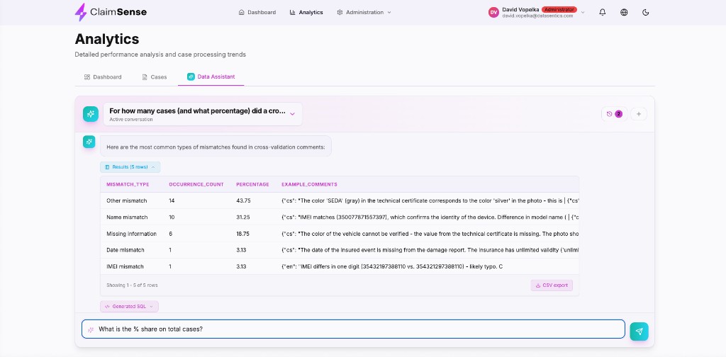 Analytics Data Assistant with natural language queries